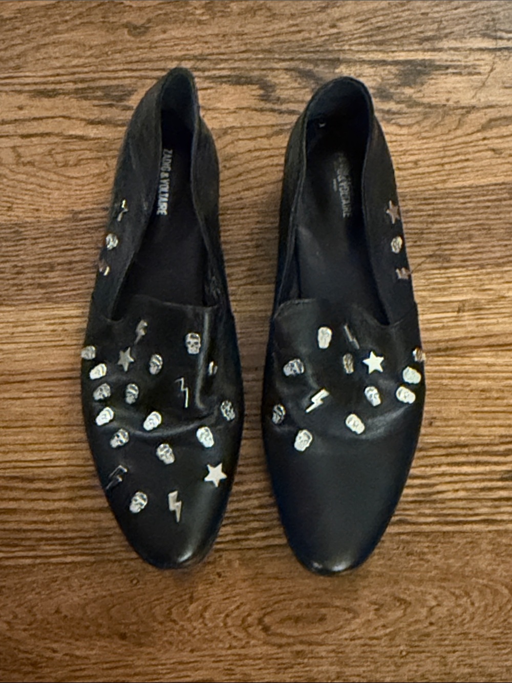 Zadig & Voltaire Leather Studded Slip-Ons
